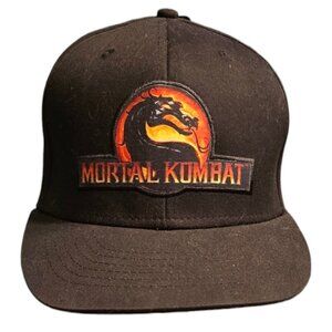Vtg Mortal Kombat Warner Brothers Black Snapback Hat Adjustable Logo Dragon NWT